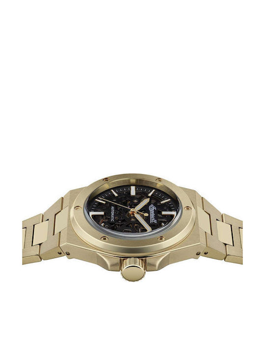 Ingersoll Ανδρικό Ρολόι 43mm Αυτόματο με Χρυσό Μεταλλικό Μπρασελέ