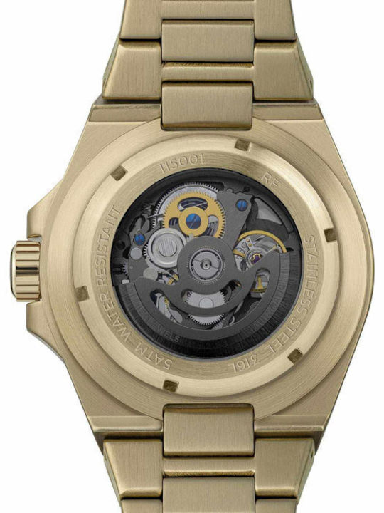 Ingersoll Ανδρικό Ρολόι 43mm Αυτόματο με Χρυσό Μεταλλικό Μπρασελέ