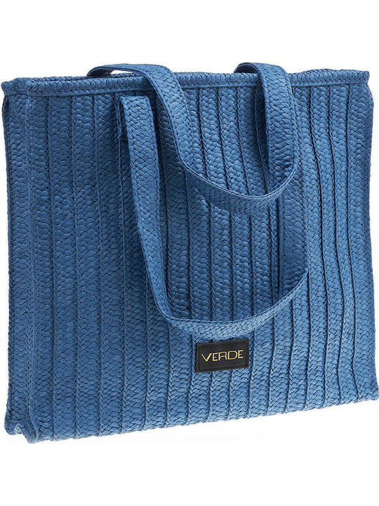 Verde Straw Beach Bag Blue