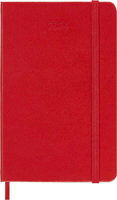 Moleskine Daily Planner Agenda 2024 Red 9x14cm