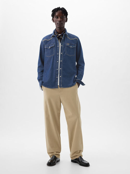 Long-sleeved Denim Shirt Blue