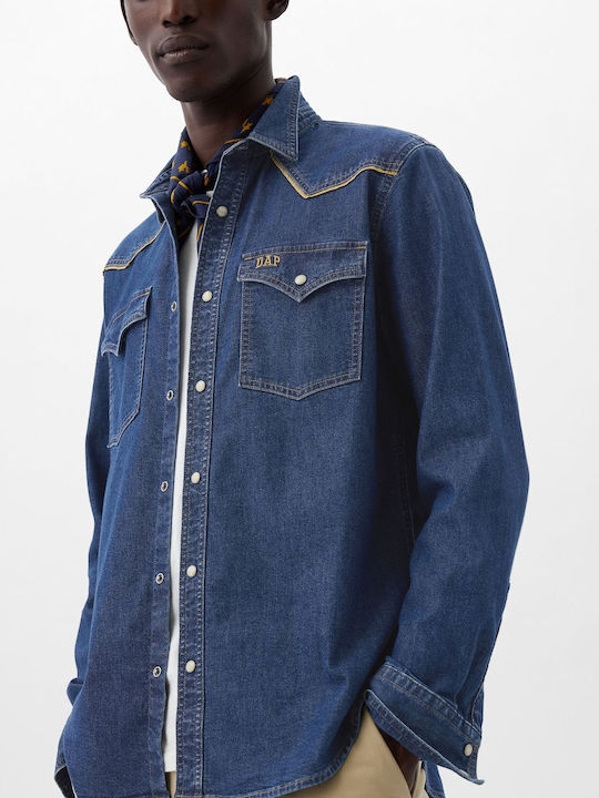 Long-sleeved Denim Shirt Blue