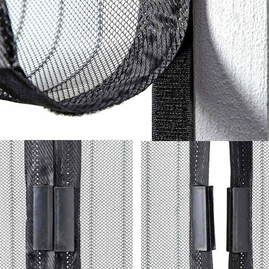 Grasher Σίτα Πόρτας με Μαγνητικό Κούμπωμα από Fiberglass Μαύρη 220x120cm