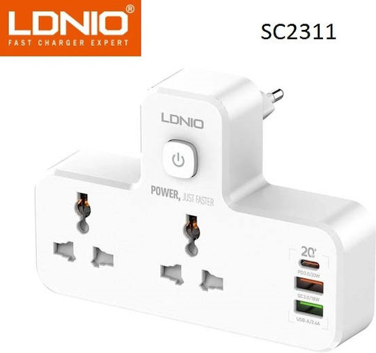 Ldnio Ταφ 2 Θέσεων με 2 USB-A