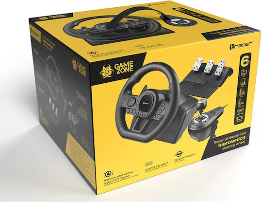 Tracer SimRacer Steering Wheel with Shifter and Pedals for PC / PS3 / PS4 / Switch / XBOX 360 / XBOX One with 270° Rotation
