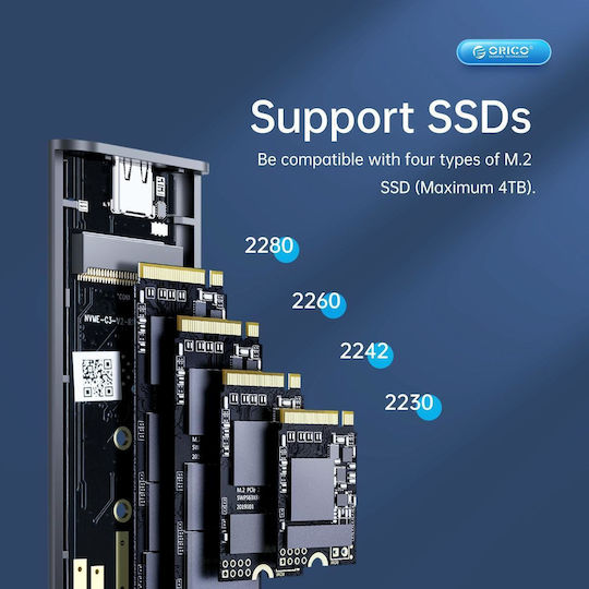Orico Θήκη για Σκληρό Δίσκο M.2 PCI Express NVME με σύνδεση Type-C σε Γκρι χρώμα