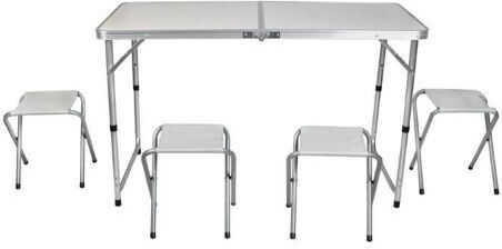 Campingmöbel Tischset für Camping Faltbar 120x70x60cm Weiß