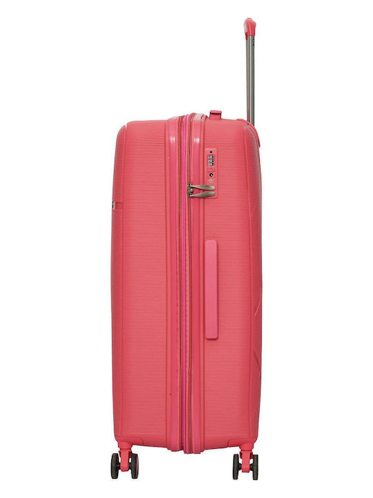 RCM Großer Hart-Reise-Koffer Rosa mit 4 Rädern