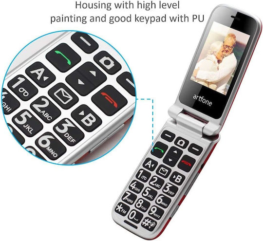 Artfone Artfone C10 Flip Dual SIM Mobile with Large Buttons Red