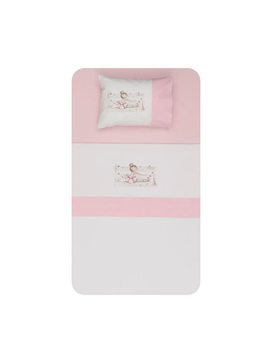 Borea Ballerina Baby Sheets Set Crib Cotton White 120x170cm 3pcs