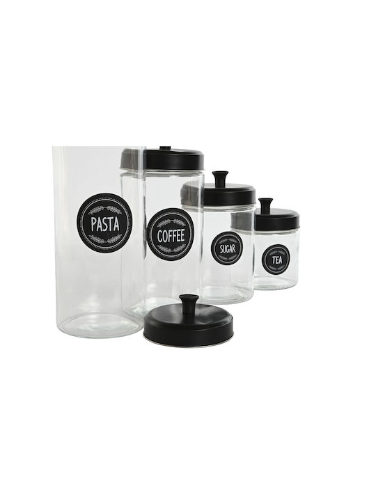 Home Esprit Set 1Stück Gläser Allgemeine Verwendung mit Deckel Metallisch Schwarz 800ml