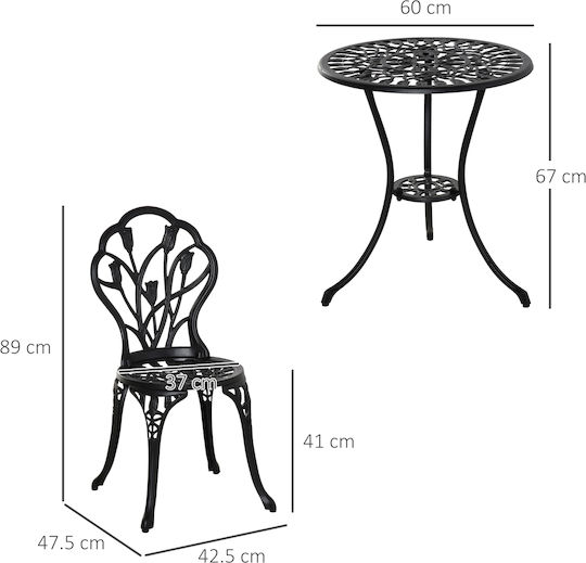 Dining Set 3 Pieces Black Dining Set 3 Pieces Black