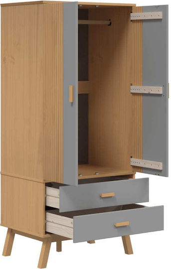 Ușă dublă Dulap de Haine Grey & Brown 76.5x53x172cm
