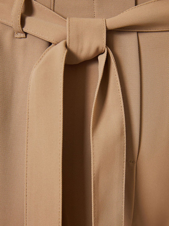 Damen Stoff Hose mit Gummizug Brown