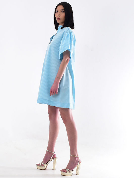 Mini Dress with Ruffle Blue