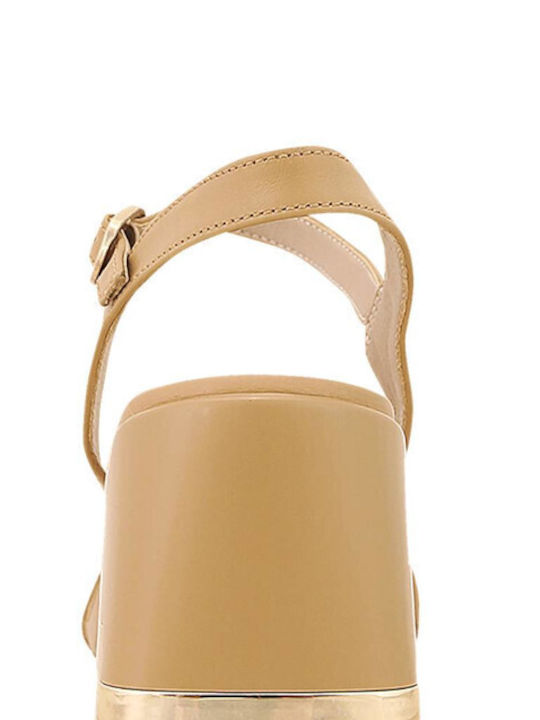 Gianna Kazakou Patent Leather Women's Sandals Beige