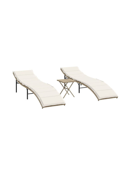 Set Outdoor Lounge Beige with Pillows 2pcs