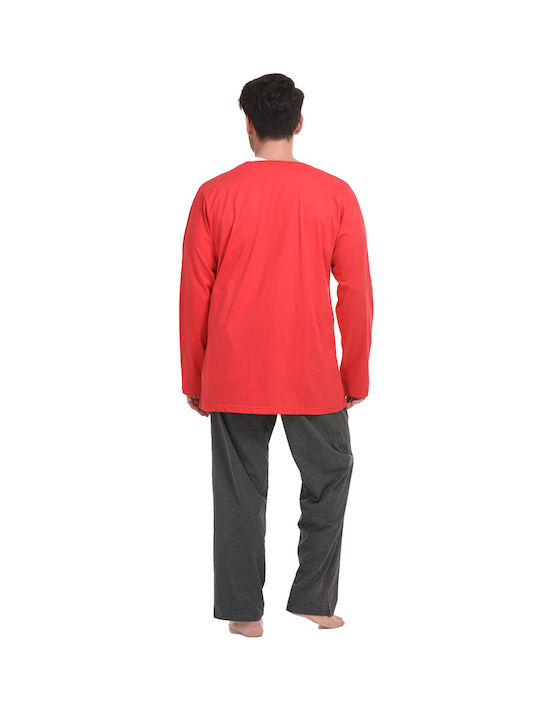 Gazzaz Men's Cotton Pyjamas (Plus Size 1XL-4XL)-010125 Red