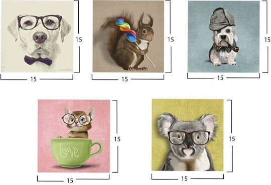 HomeMarkt Clever Pets Fivefold Painting Wooden 75x15cm