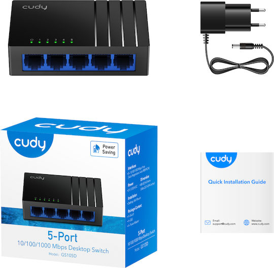 Cudy GS105D v4 Unmanaged Switch με 5 Θύρες Gigabit (1Gbps) Ethernet