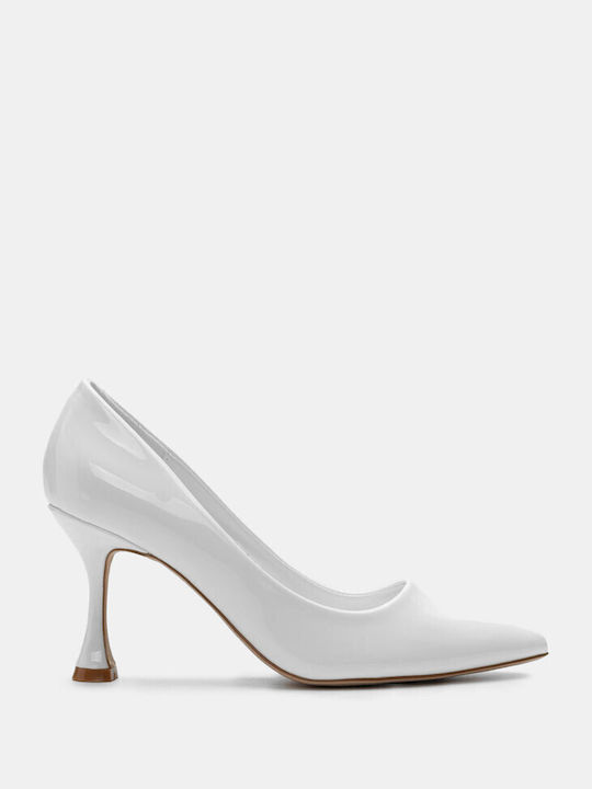 Luigi Patent Leather Pointed Toe White High Heels