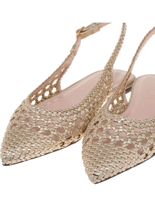 Women's Ballerina Shoes Slingback With Strap Gold