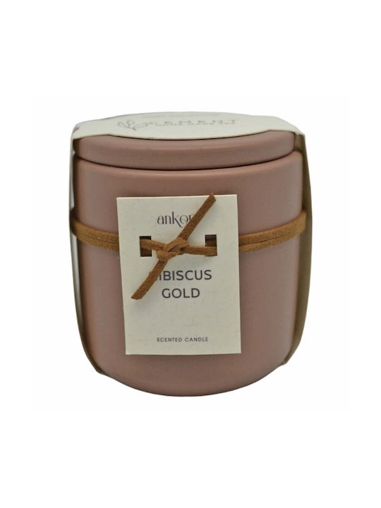 Scented Candle Hibiscus Gold Cement Pot with lid 7,7x7,7x8cm Ankor