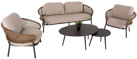 Garden & Outdoor Furniture Sets Living Room Set 5 Pieces Khaki with Pillows Garden & Outdoor Furniture Sets Living Room Set 5 Pieces Khaki with Pillows