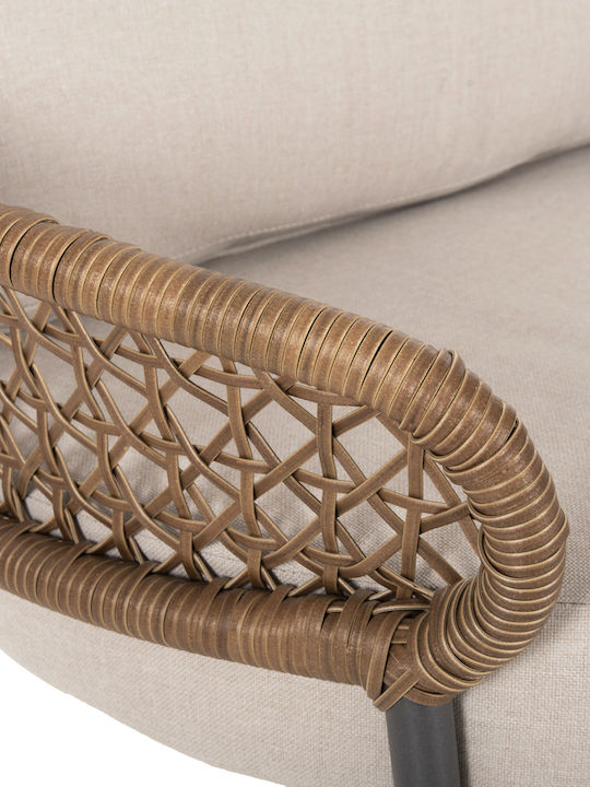 Set Cameră De Zi Pentru Exterior Brey 5 Piese Khaki Cu Perne
