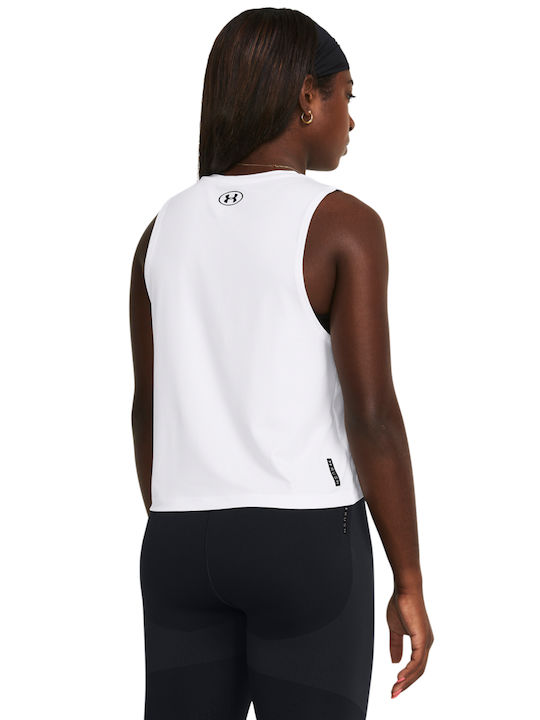 Under Armour Γυναικείο Καλοκαιρινό Crop Top Αμάνικο Λευκό