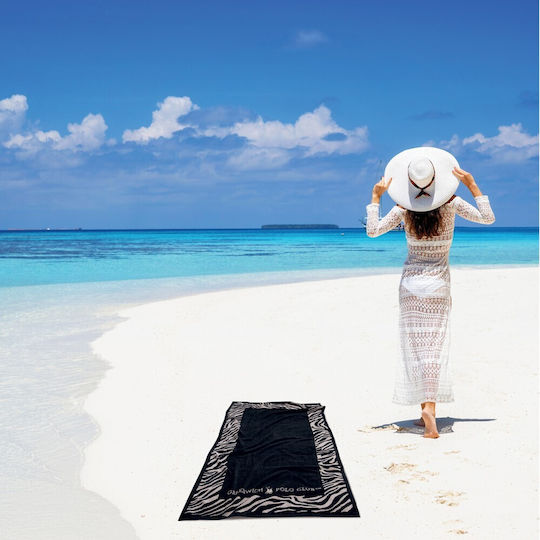 Greenwich Polo Club Beach Towel Cotton Black 170x90cm.