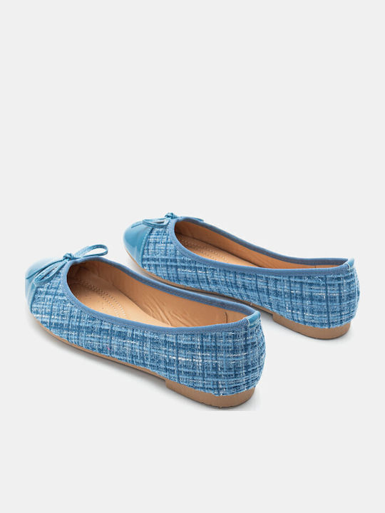 Damen Ballerinas Spitz zulaufend in Hellblau Farbe