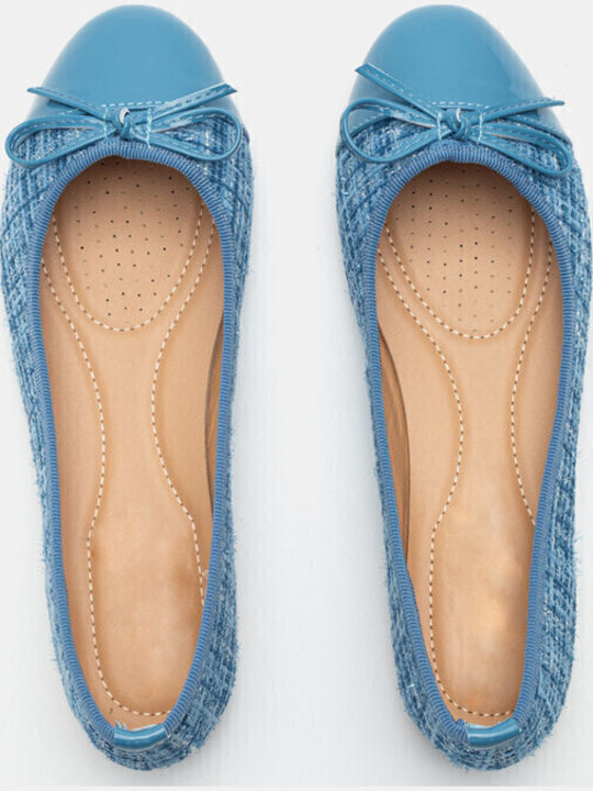 Damen Ballerinas Spitz zulaufend in Hellblau Farbe
