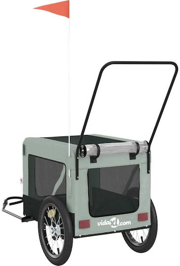Vidaxl Bicycle Trailer for Pets Gray Black Oxford Fabric Iron
