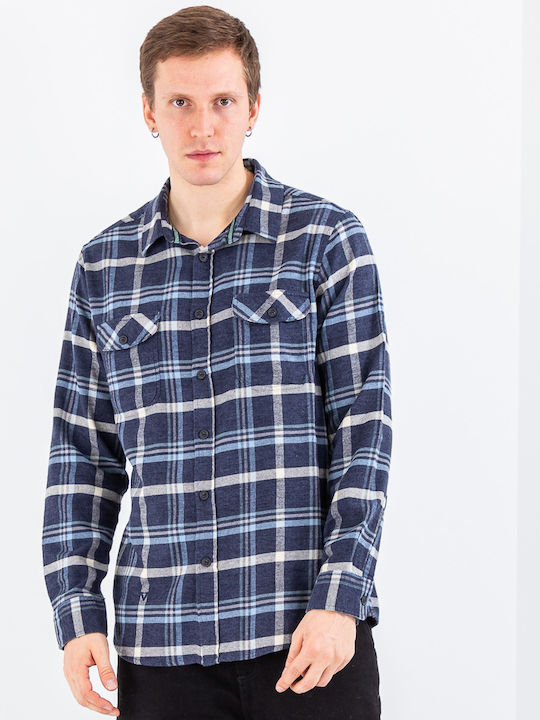 Long-sleeved Flannel Shirt Blue