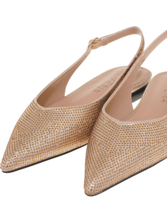 Γυναικείες Μπαλαρίνες Slingback σε Χρυσό Χρώμα