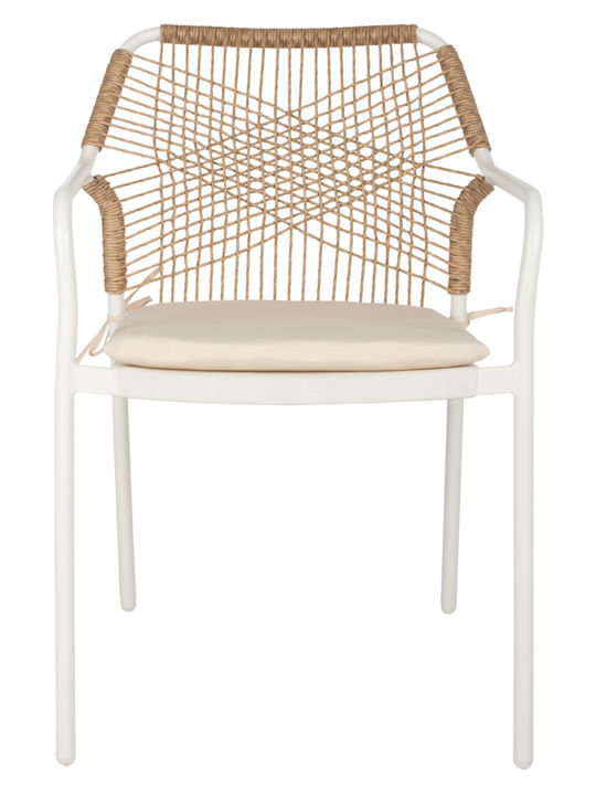 Outdoor Aluminum Chair Trotter White with Cushion 56x60x85cm