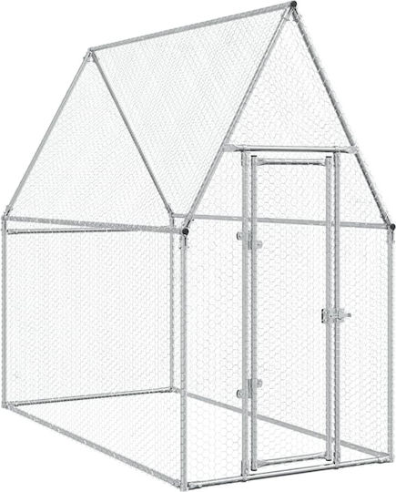 vidaXL Poultry Coop of Galvanized Steel L2 x W1.9 x H1m