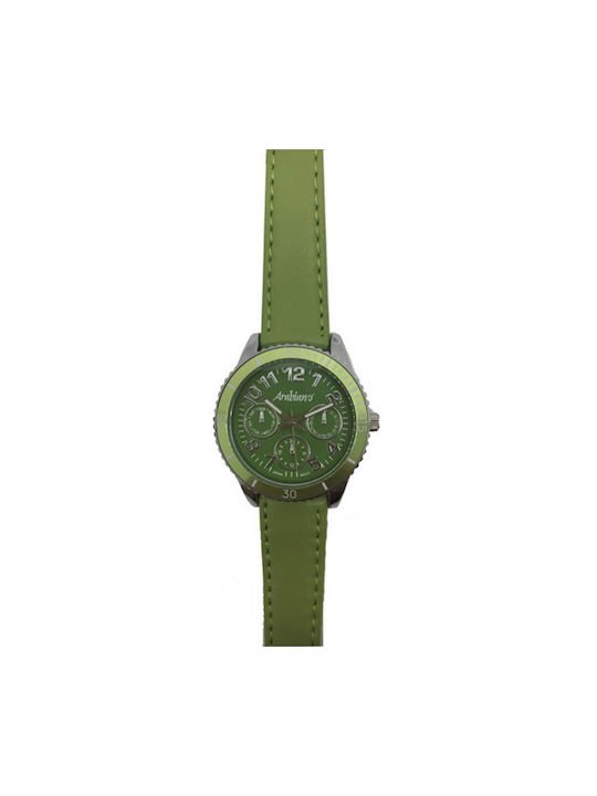 Arabians Watch Battery with Green Leather Strap