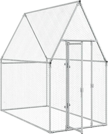 vidaXL Poultry Coop of Galvanized Steel L2 x W1.9 x H1m
