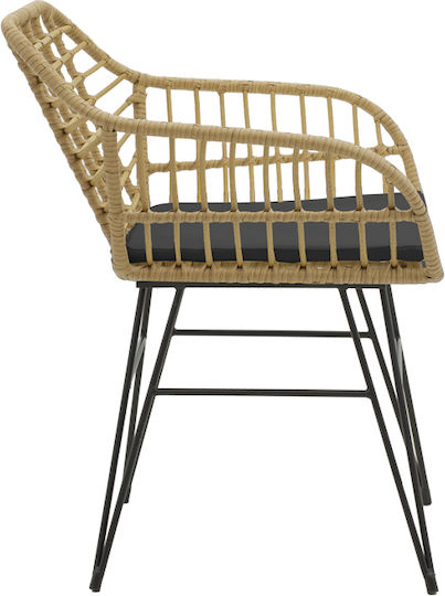 Outdoor Armchair Rattan Bulan Brown with Cushion 58x64x81cm