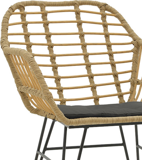 Outdoor Armchair Rattan Bulan Brown with Cushion 58x64x81cm