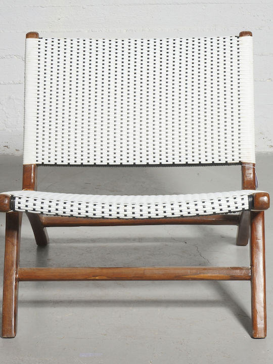 Καρέκλα Εξωτερικού Χώρου Ξύλινη Teak Λευκή 87x70x70εκ.