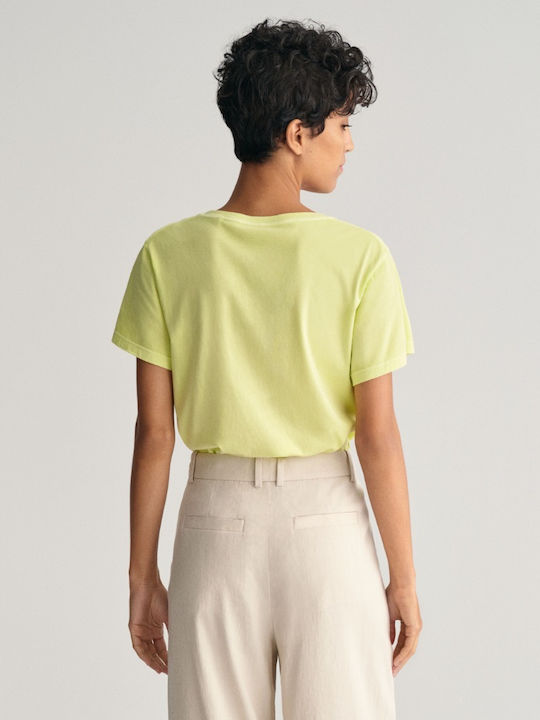 Women's T-shirt with V Neckline Green
