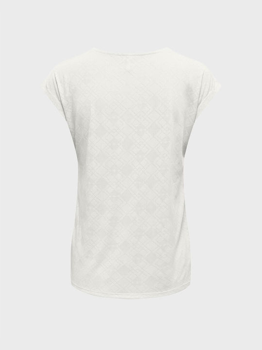 Only Women's T-shirt with V Neck White