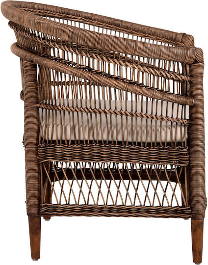 Outdoor-Sessel Rattan CAFE-BLUE mit Kissen 80x70x86εκ.