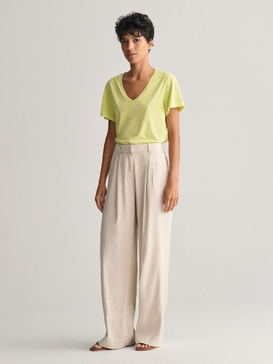Women's T-shirt with V Neckline Green