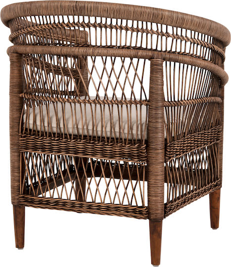 Outdoor-Sessel Rattan CAFE-BLUE mit Kissen 80x70x86εκ.