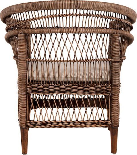 Outdoor-Sessel Rattan CAFE-BLUE mit Kissen 80x70x86εκ.