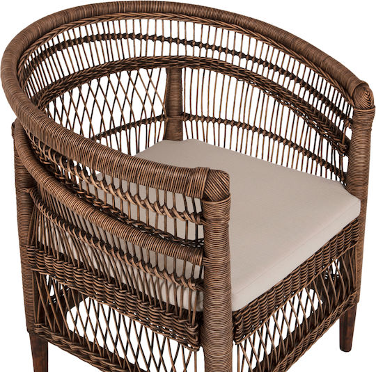 Outdoor-Sessel Rattan CAFE-BLUE mit Kissen 80x70x86εκ.